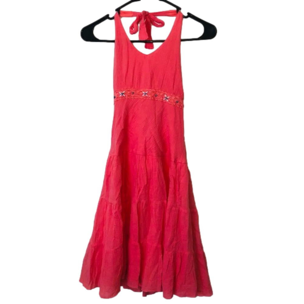 DISORDERLY KIDS Pink Halter Dress w Lace Bead Design